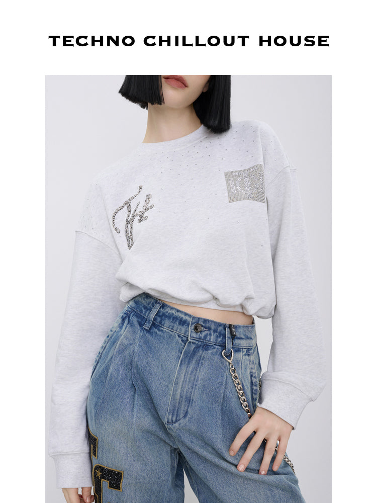 TCH Crystal-Embellished Letter Print Crop Top