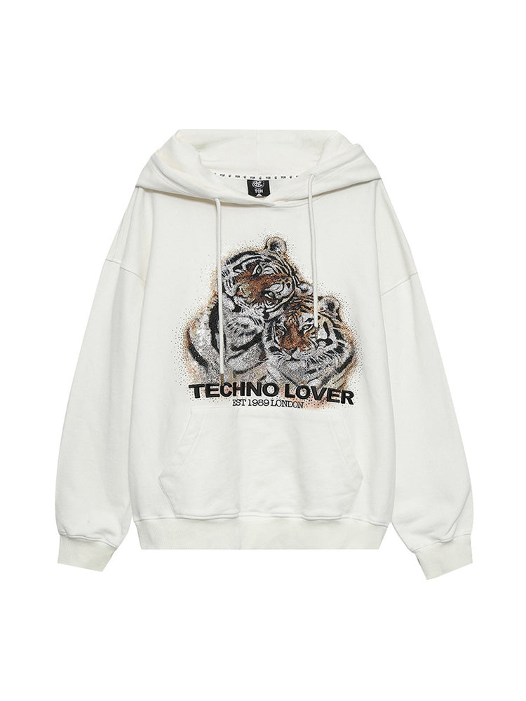 TCH Oversized Rhinestone Tiger Hoodie