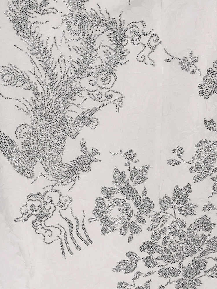 TCH Rhinestone Embellished Midi Dress with Puff Sleeves