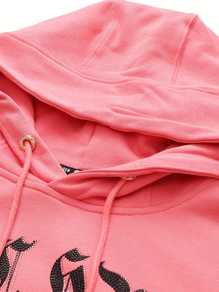 TCH Pink Embroidered Rhinestone Tiger Head Hoodie