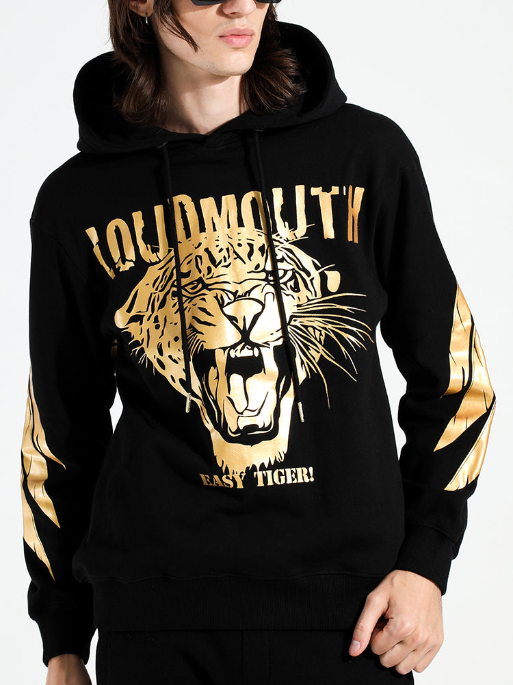TCH Unisex Black Hoodie with Lion Head Design