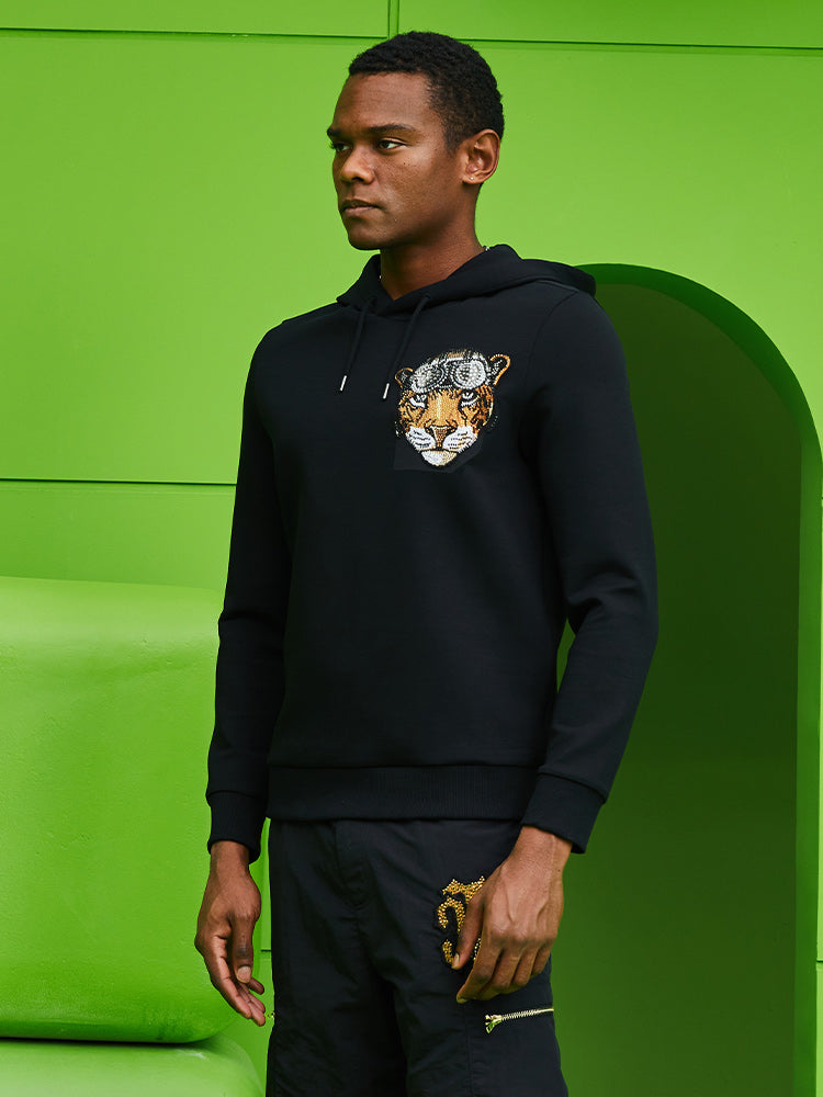 TCH Rhineston Graphic Cotton Pullover Hoodie