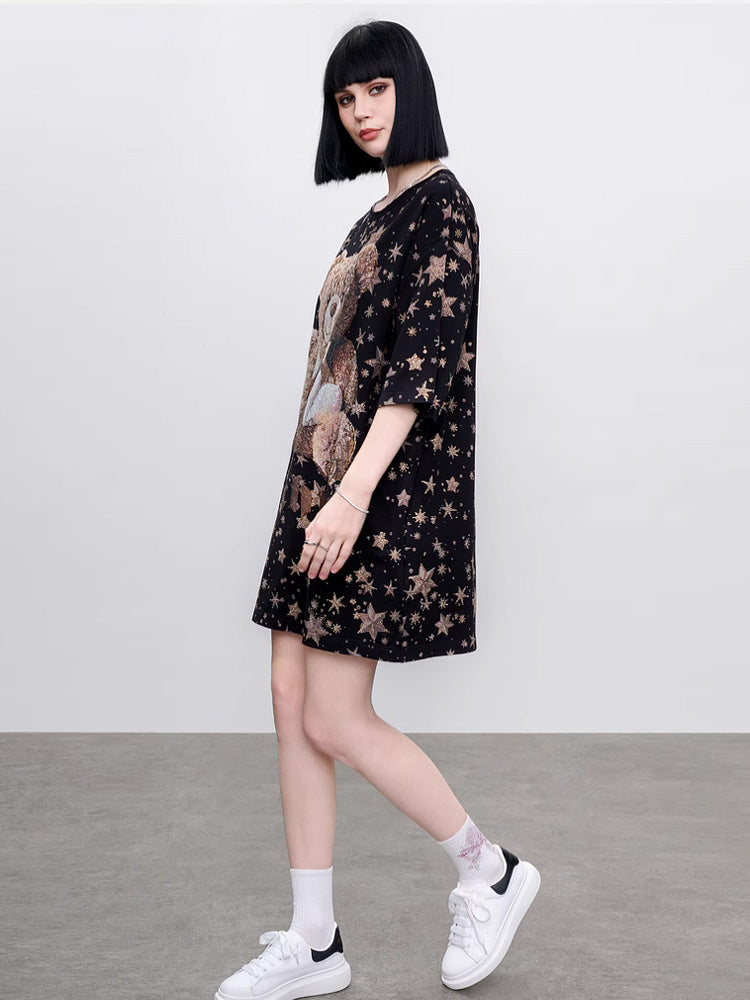 TCH Star Rhinestone Teddy Bear Oversized Mini Dress
