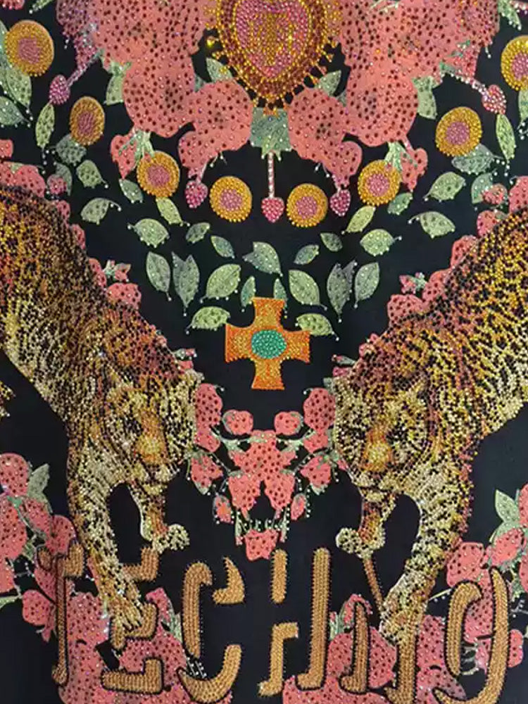 TCH Rhinestone Embroidered Georgette Sleeveless Dress