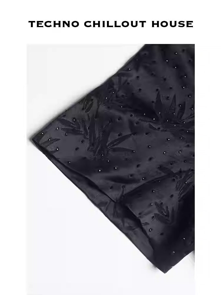 TCH Lace Contrast Rhinestone Jacquard Dress