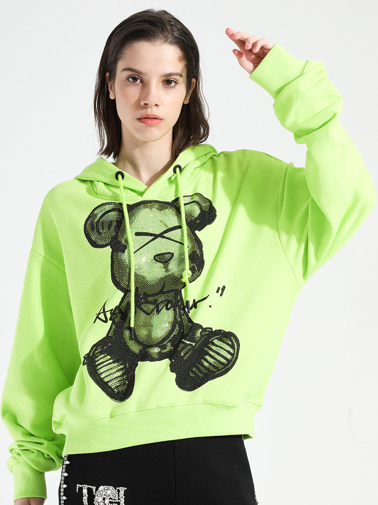 TCH Rhinestone Cartoon Drop Shoulder Hoodie