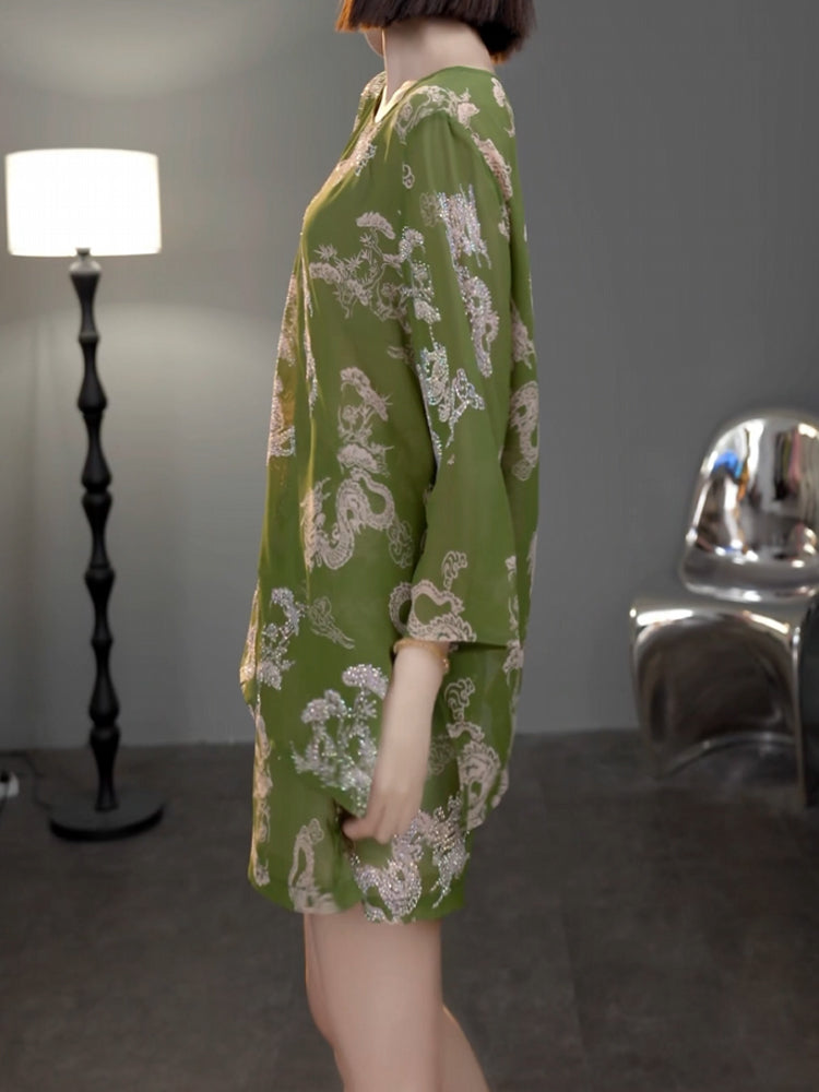 TCH Jacquard Gragon Vintage Mini Shorts