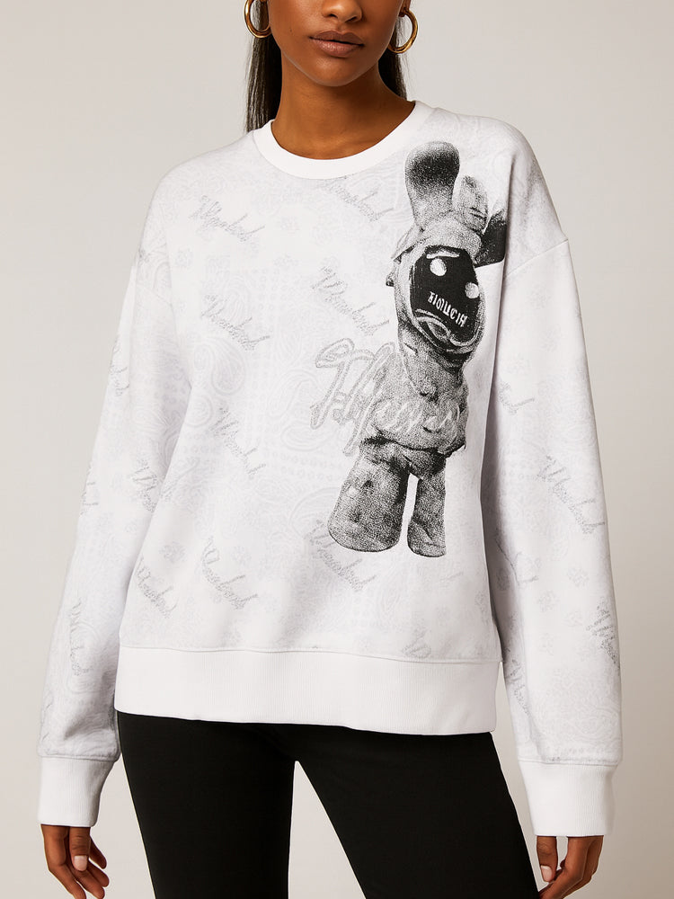 TCH Luxury Jacquard Rhinestone Graphic Sweatshirt