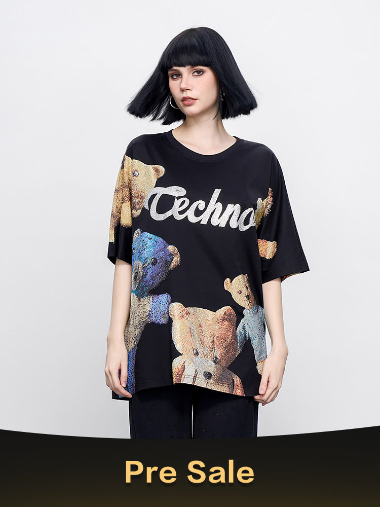 TCH Presale Teddy Bear Rhinestone Cotton T-Shirt