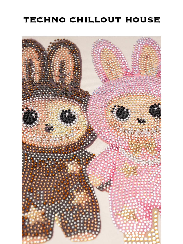 TCH Rhinestone LABUBU Sparkling Oversized T-shirt