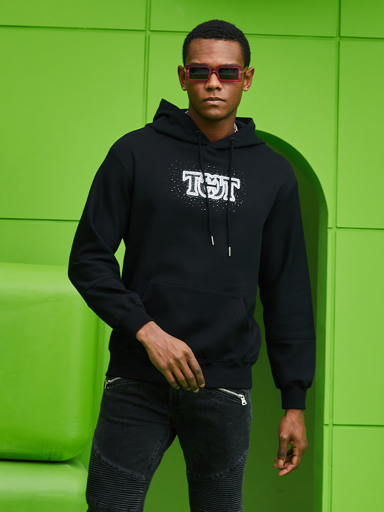 TCH Rhineston Wings Pullover Black Hoodie