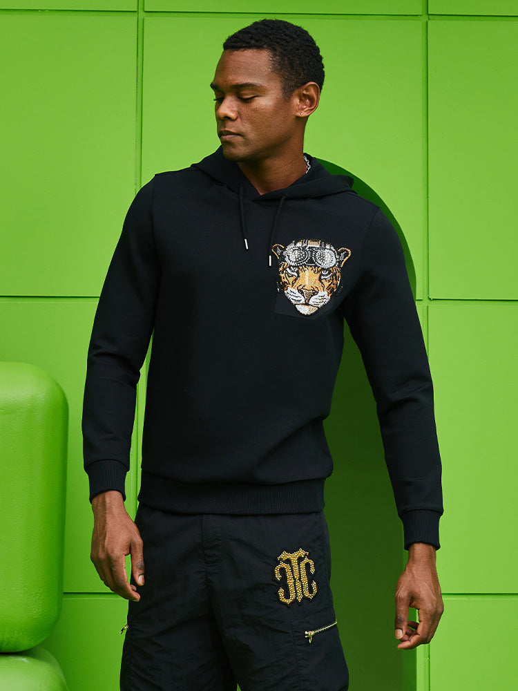 TCH Rhineston Graphic Cotton Pullover Hoodie