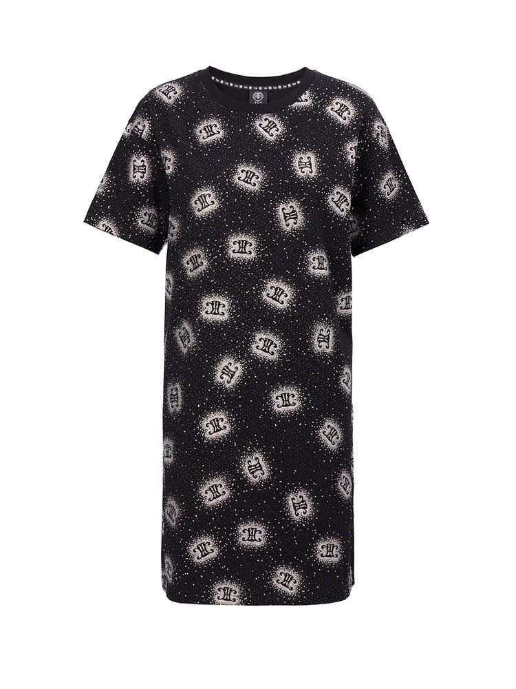 TCH Pre-Sale Sparkling Crystal Allover Logo Print Midi Dress