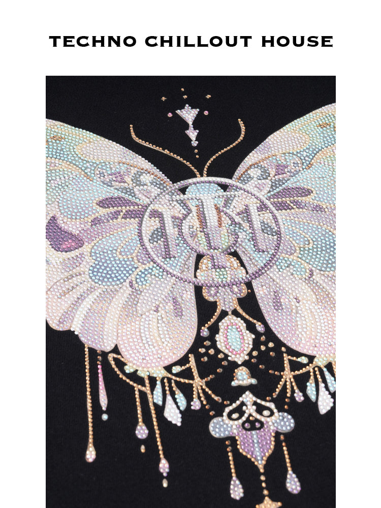 TCH Rhinestone Embroidery Butterfly Satin Mini Dress