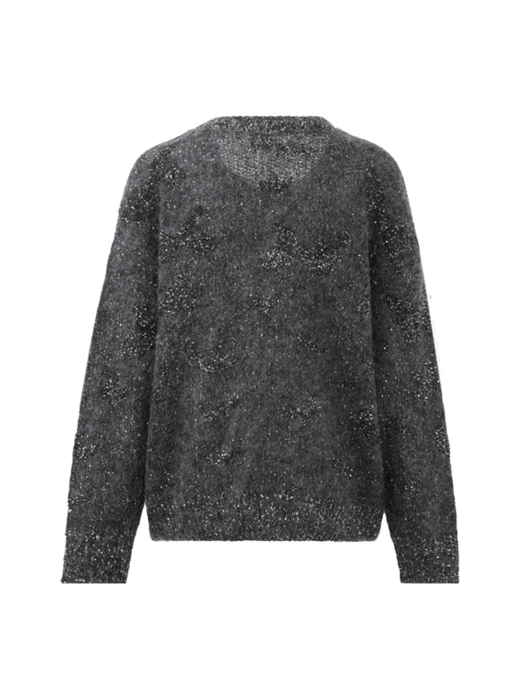 TCH Rhinestone Teddy Bear Ribbed Sweater