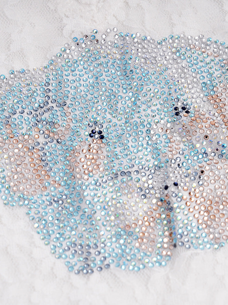 TCH Eephant Rhinestone Floral Lace Vest