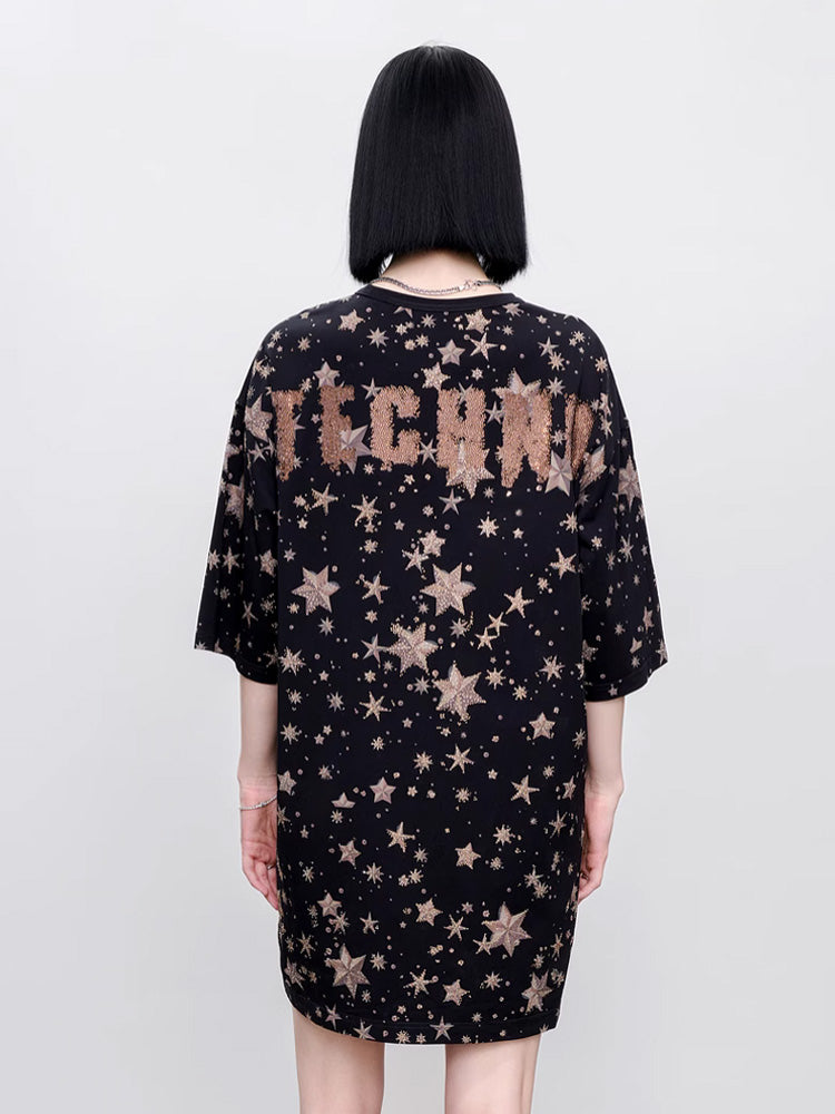 TCH Star Rhinestone Teddy Bear Oversized Mini Dress