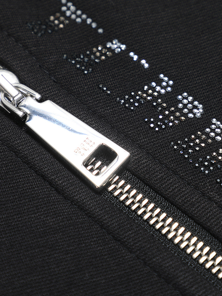 TCH Rhinestone Moto Side Zip Up Jacket