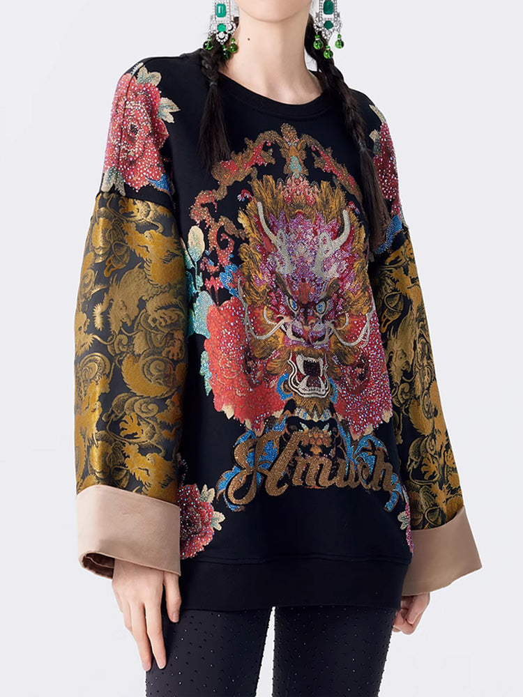 TCH Luxury Rhinestone Embellished Graphic Pullover Top