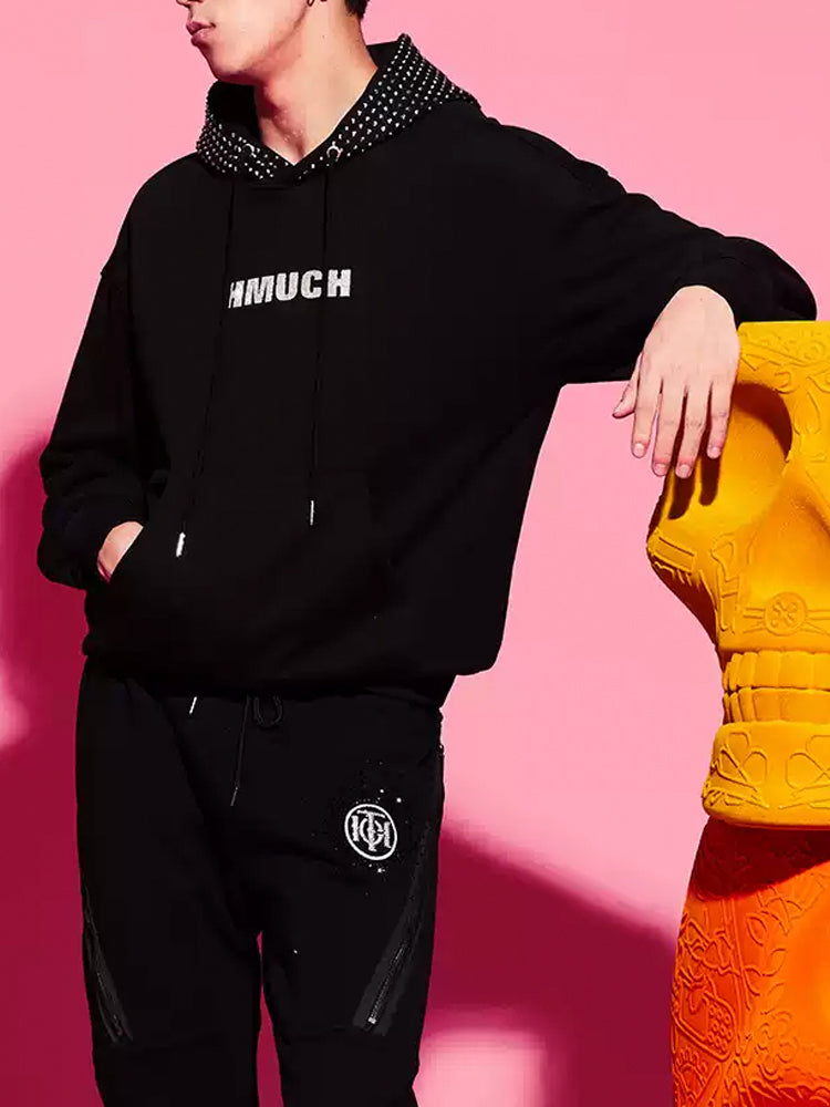 TCH Rhinestone Letter Hooded Sweatshirt