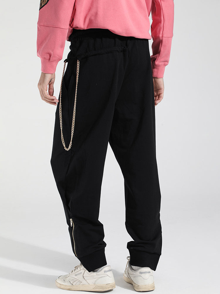 TCH Men's Animal Rhinestone Cotton Zipper Sweatpants