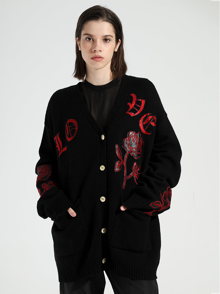 TCH Women's Rhinestone Button Knit Cardigan Sweater