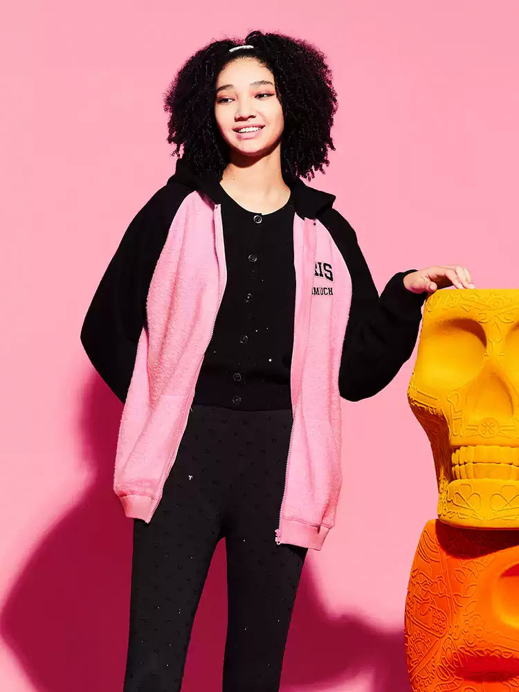 TCH Rhinestone Letter Fleece Hoodie Sweatshirt