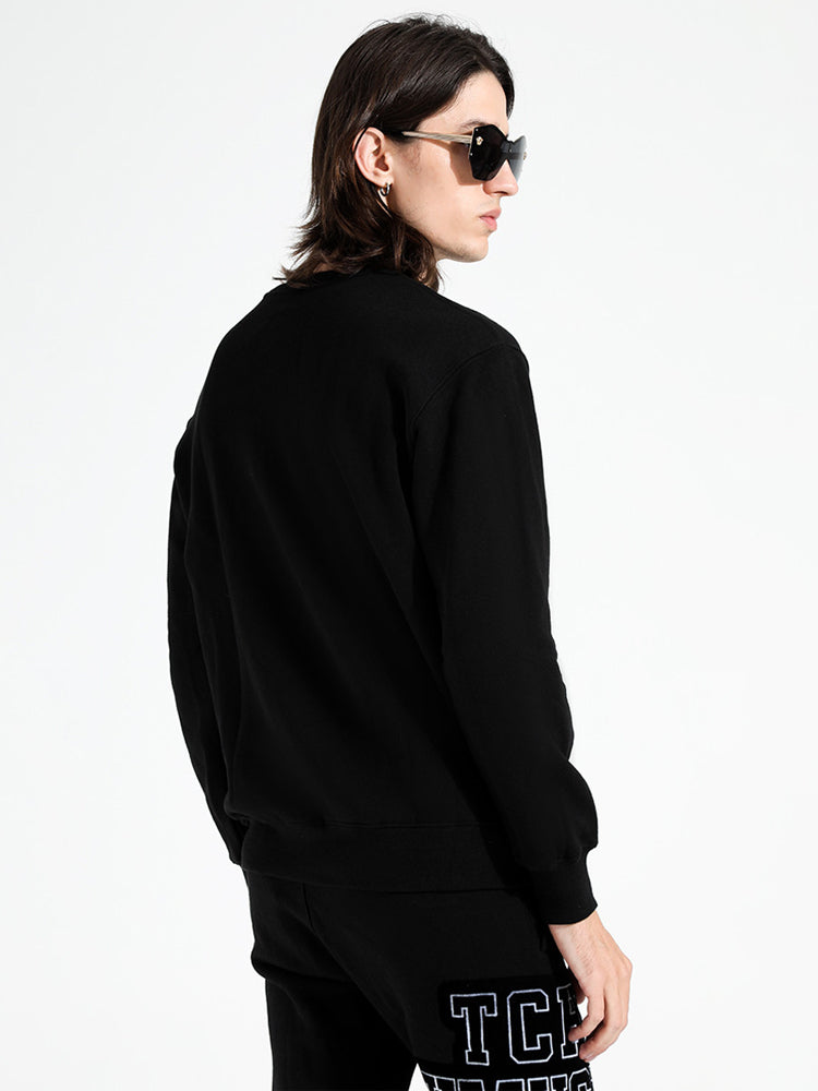 TCH Men's Eagle Print Black Graphic Sweatshirt