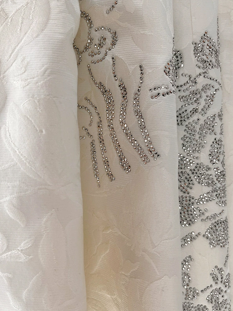 TCH Rhinestone Embellished Midi Dress with Puff Sleeves