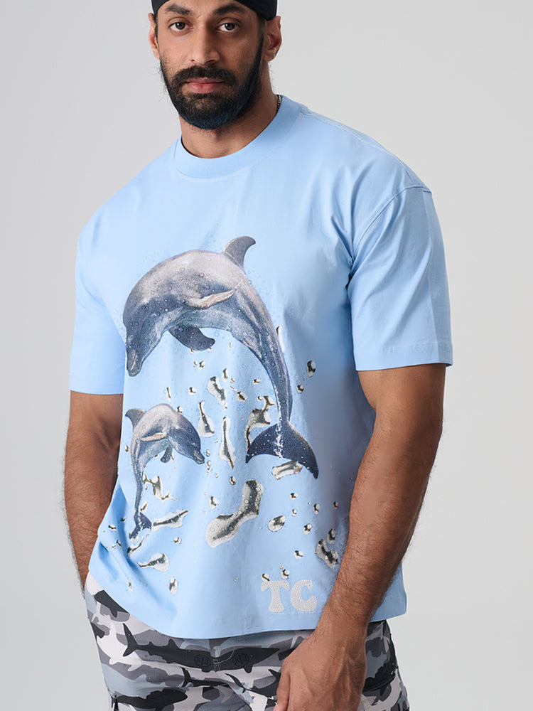 TCH Dolphin Rhinestone Hawaiian T-Shirt
