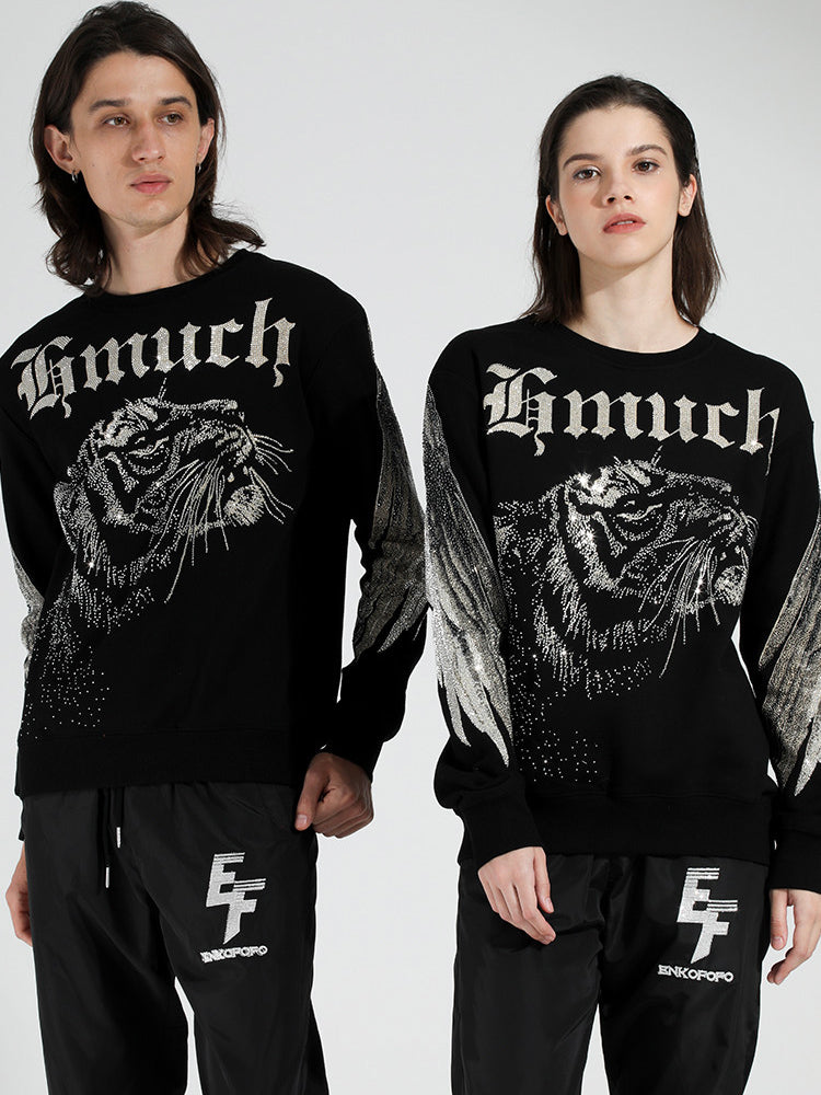 TCH Unisex Rhinestone Angel Wings Graphic Sweatshirt