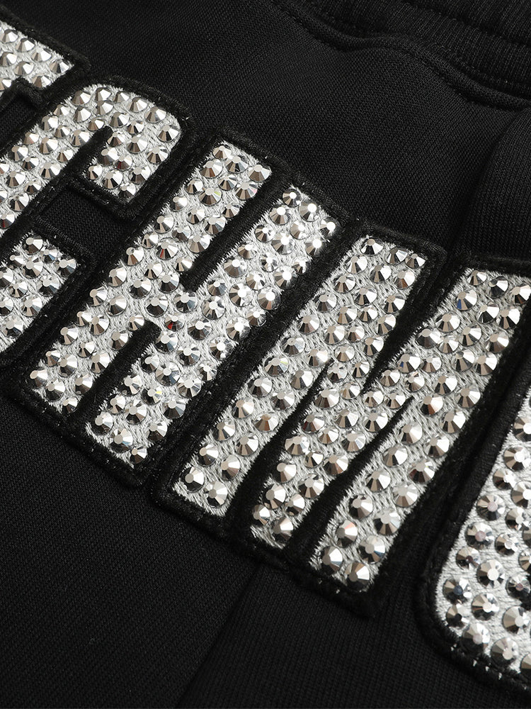 TCH Rhinestone Letter Print High Waist Joggers