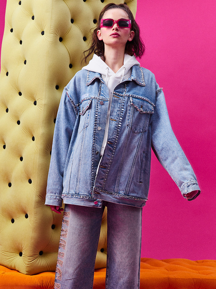 TCH Casual Rivet Studded Denim Jacket