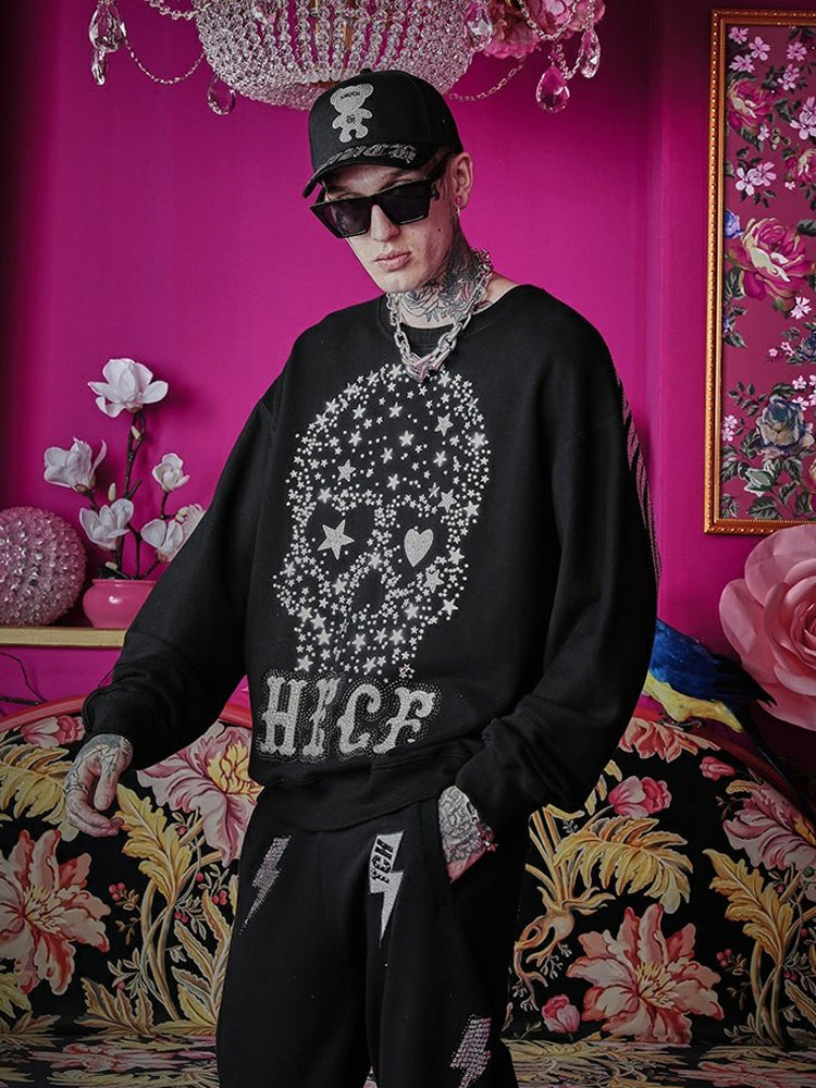TCH Skull Rhinestone Star Black Sweatshirt
