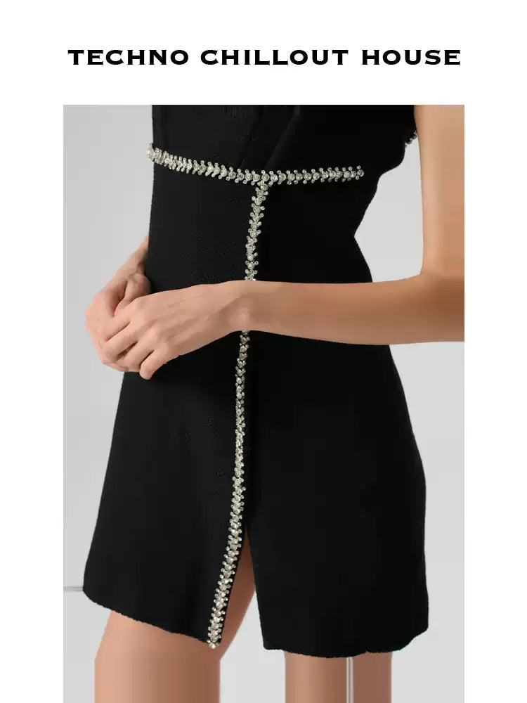TCH Crystal Embellished Tweed Tank Mini Dress