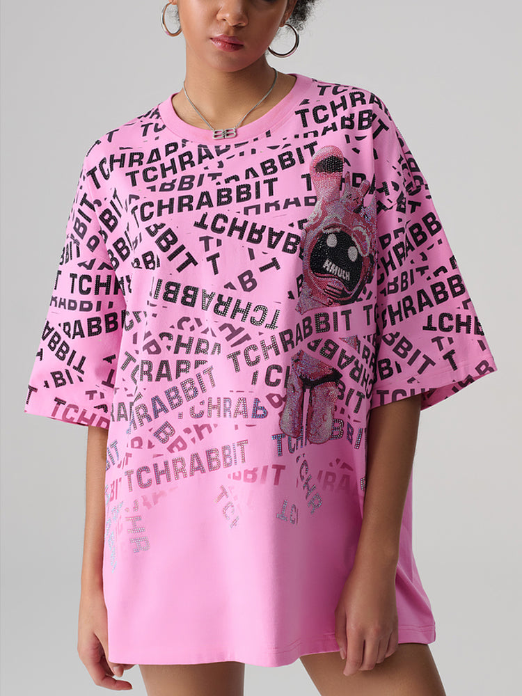 TCH Letter Graphic Rhinestone Oversized T-shirt