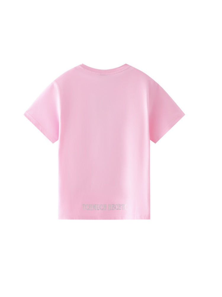 TCH Luxury Rhinestone Bunny Shiny T-Shirt in Pink