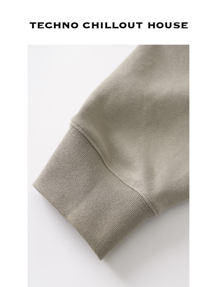 TCH Letter Print Solid Hoodie with Pocket