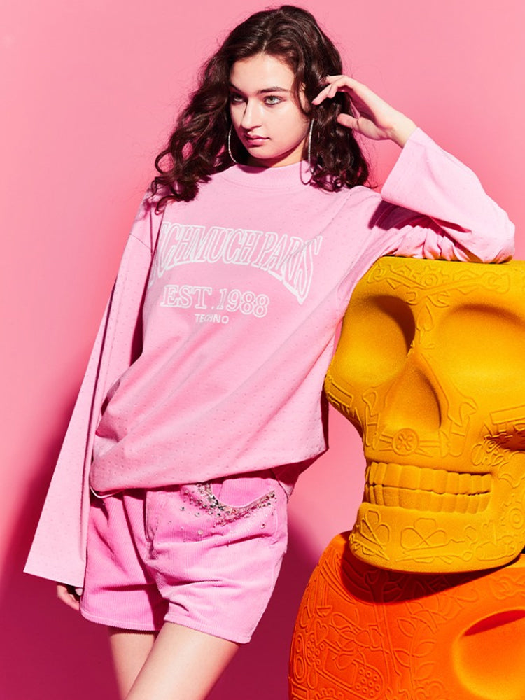 TCH Crystal-Embellished Letter Print Loose Top