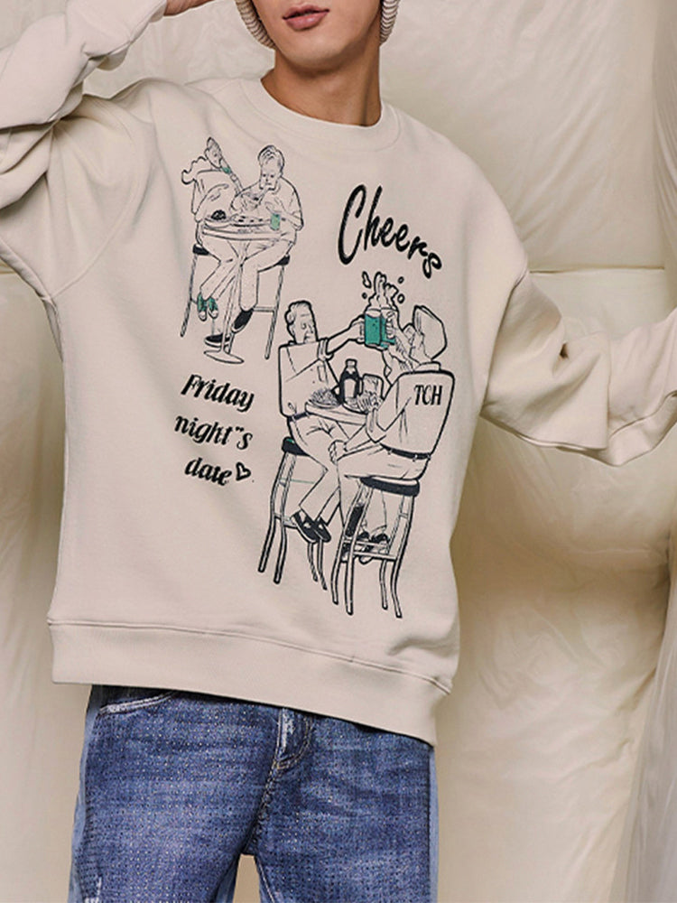 TCH Cotton Rhinestone Print Crewneck Sweatshirt