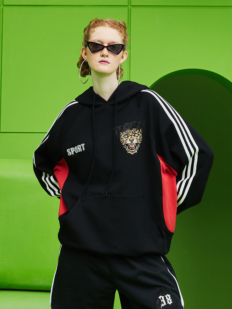 TCH Graphic Rhinestone Stripe Sportswear Hoodies