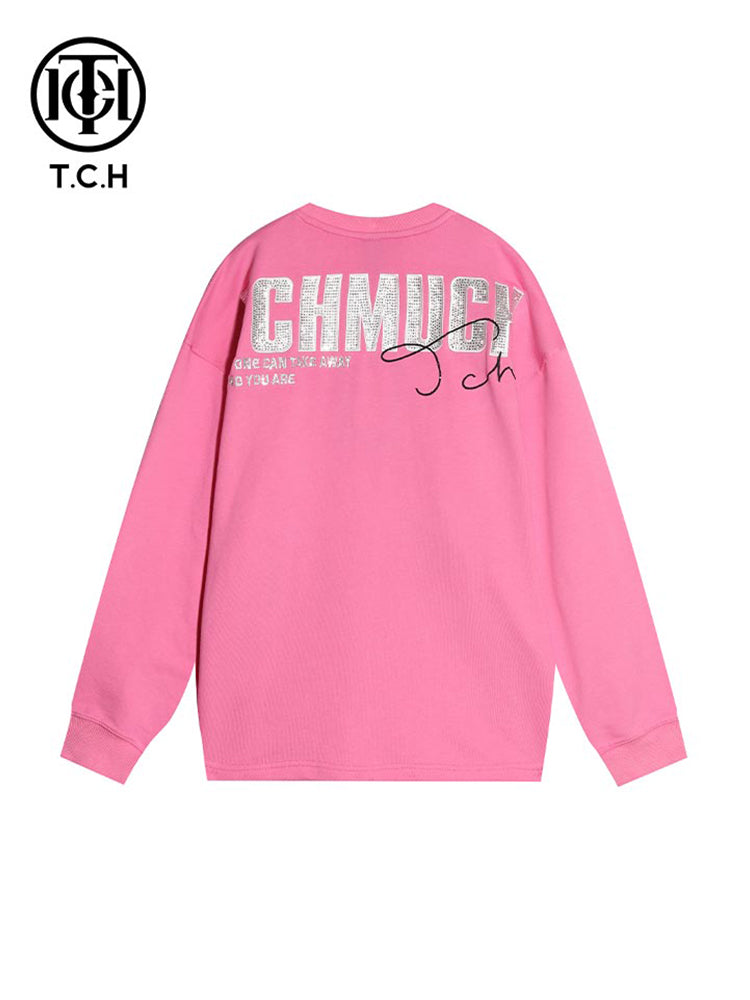 TCH Embroidered Leopard Head Rhinestone Crewneck Top