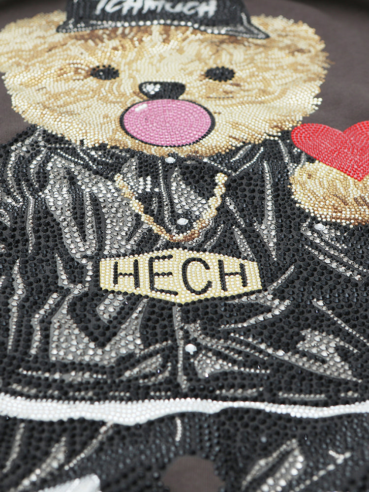 TCH Bear Rhinestone Off-Shoulder Sweater Dress