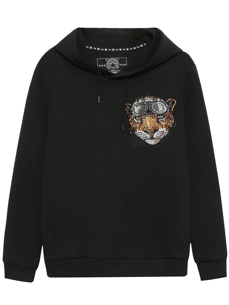 TCH Rhineston Graphic Cotton Pullover Hoodie
