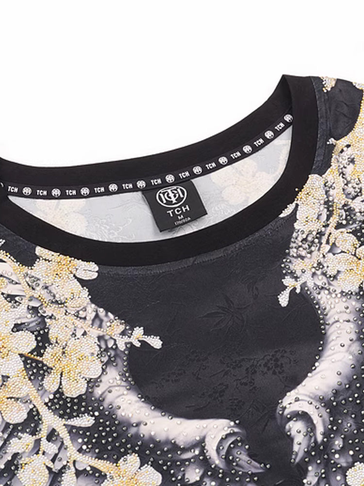 TCH Floral Rhinestone Wings Oversized Dress