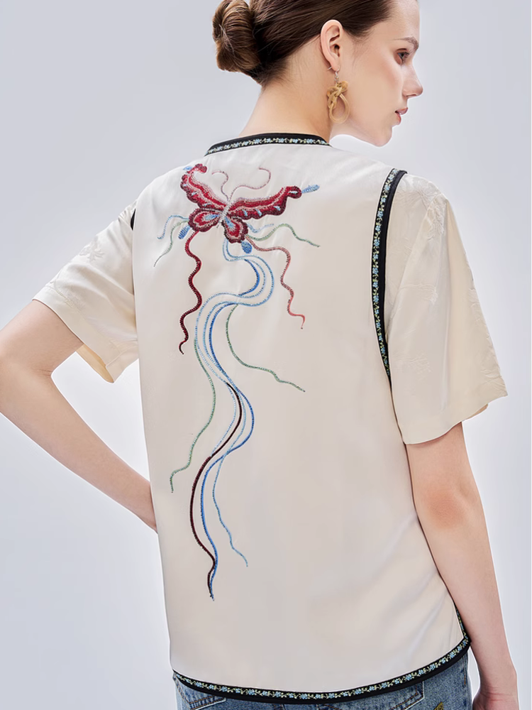 TCH Vintage 1940s Graphic Embroidery Rhinestone Vest