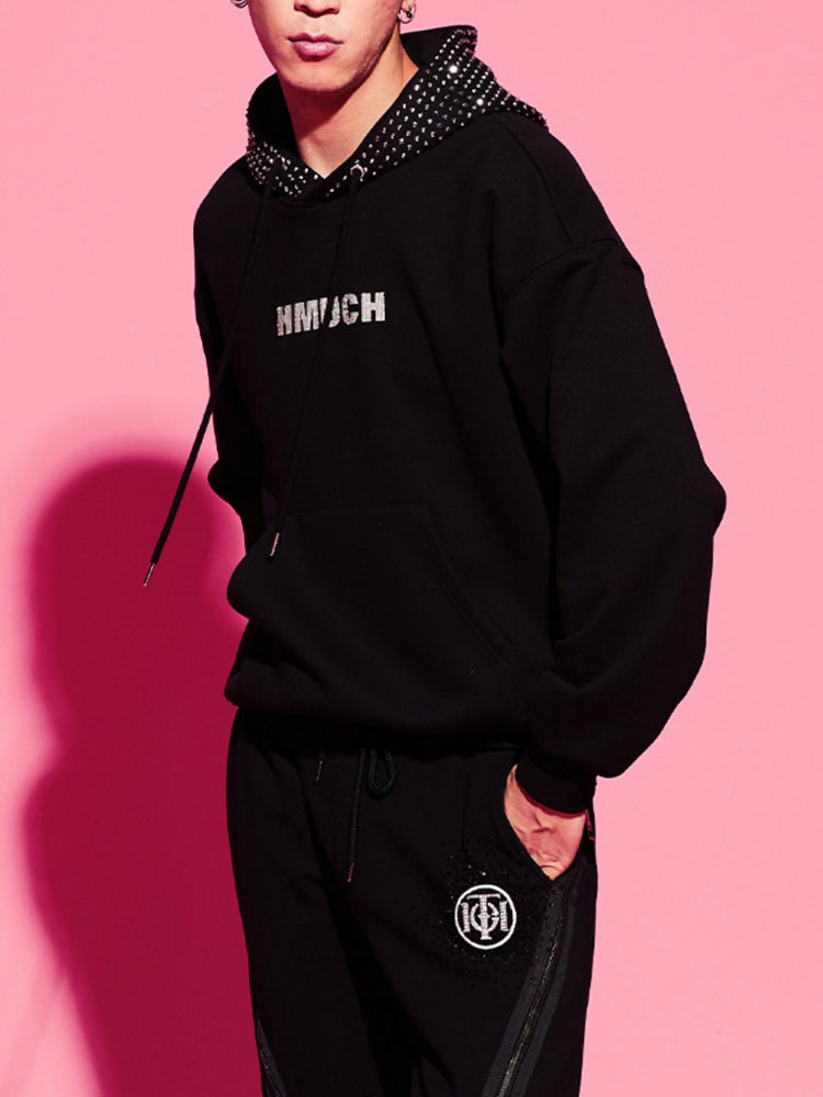 TCH Rhinestone Letter Hooded Sweatshirt