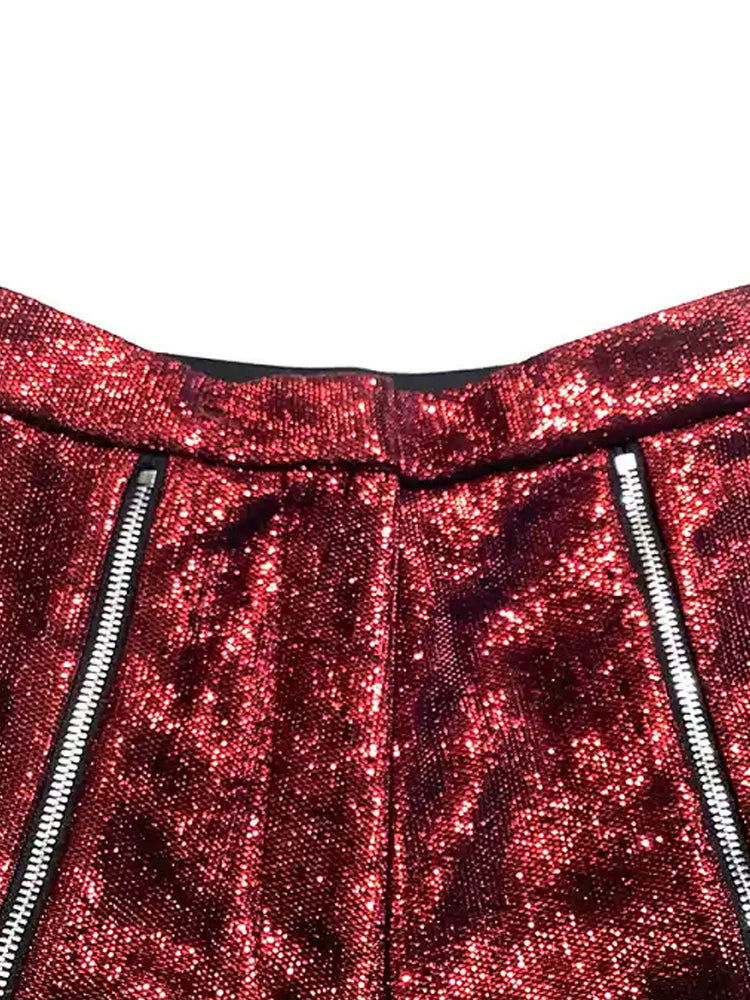TCH Sequin Embellished Sparkle Shorts with Letter