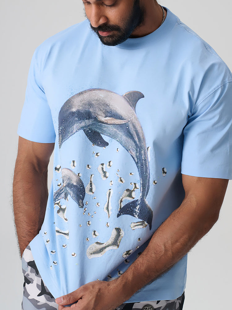 TCH Dolphin Rhinestone Hawaiian T-Shirt