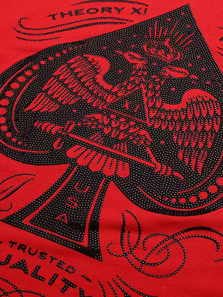 TCH Rhinestone Cartoon Graphic Print Cotton T-shirt